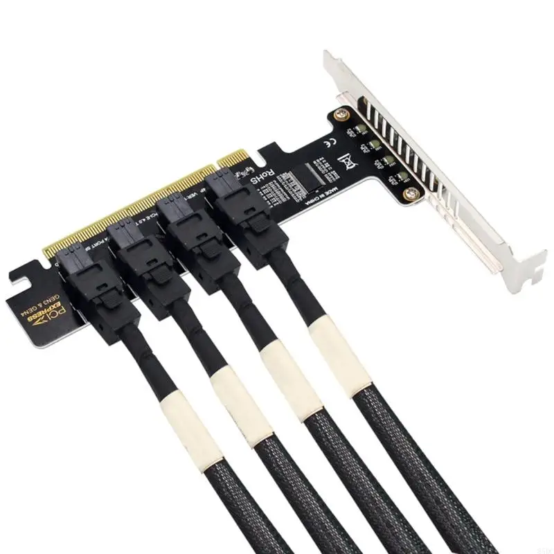 85DC PCIE X16 to 4 Port NVME SFF-8643 SFF-8639 Expansion Card PCIE4.0 Splitter Card for Gaming PC Graphics Upgraded