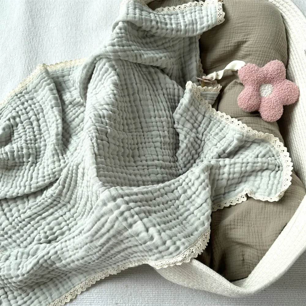 Newborn Baby Bath Towel 6 Layer Gauze Muslin Swaddle Cotton Receive Blankets Swaddling Wrap Lace Langer New Born Diapers Bedding - 5