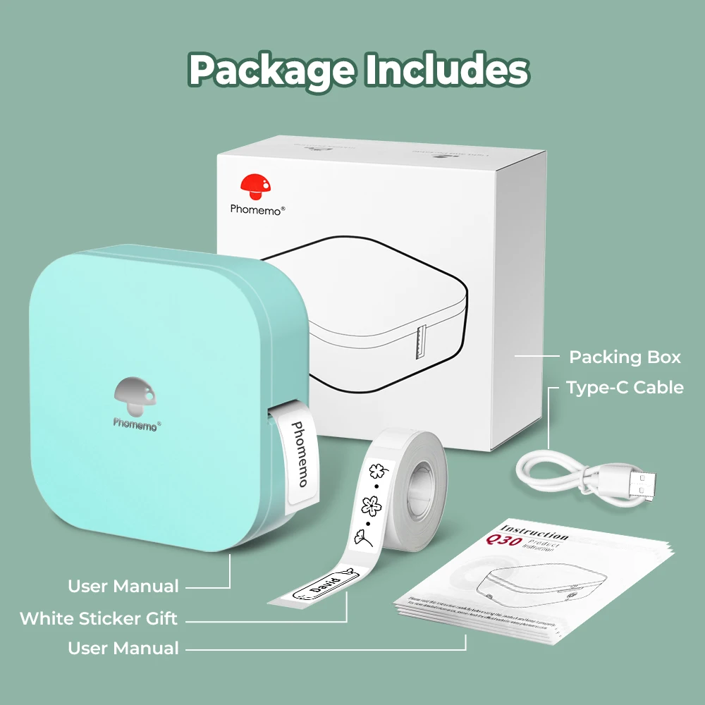 Phomemo Q30 Label Maker Wireless Mini Thermal Printer Portable Adhesive Sticker Barcode Labeling Machine for School Home Office — view 6