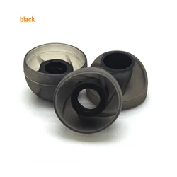Silicone Spiral Earbud Sleeves - Ergonomic & Elastic (3 Pairs, L/M/S) - Mixing (L M S) (Black)