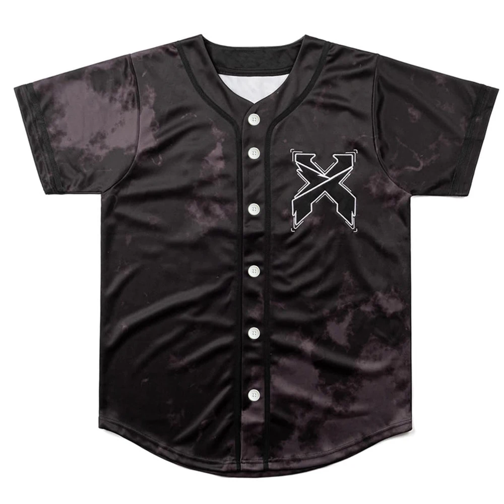 

Excision Baseball HEADBANGER TIE DYE Jersey Harajuku Thin button Baseball Uniform Men/Women Baseball Jersey