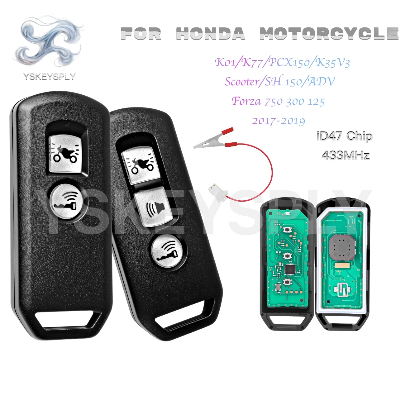 혼다 오토바이 스마트키 PCX150 FORZA 125/300/750 K01 K77 K35V3 SH150 ADV 2017-2019 ID47 433MHz 호환