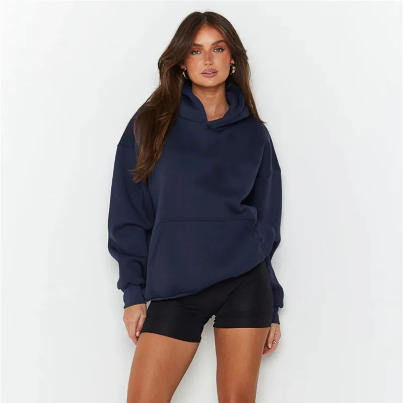 Zip Up Hoodie Men women navy blue Hoodies Autumn Long Sleeve Pullover Tops Casual Pocket Hoodies Unisex Outer Loose Sport Wear