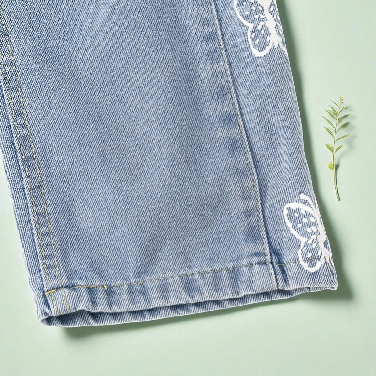 السراويل للفتيات الجينز المراهقين ملابس الأطفال فراشة طباعة السراويل ربيع الخريف الطفل الاطفال الملابس الجينز 6 8 10 12 14 Y