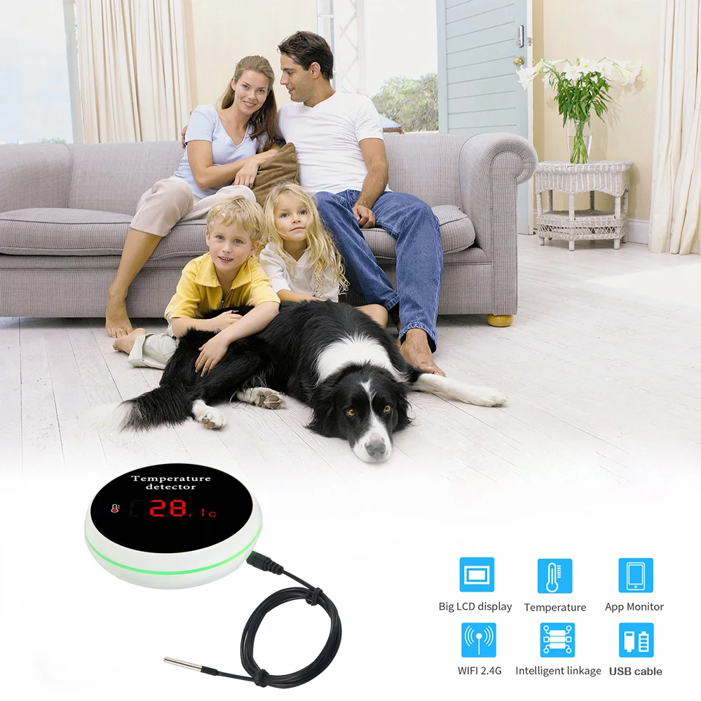 Tuya – thermomètre hygromètre WIFI intelligent, avec température externe,  chargeur USB ou batterie rechargeable - AliExpress