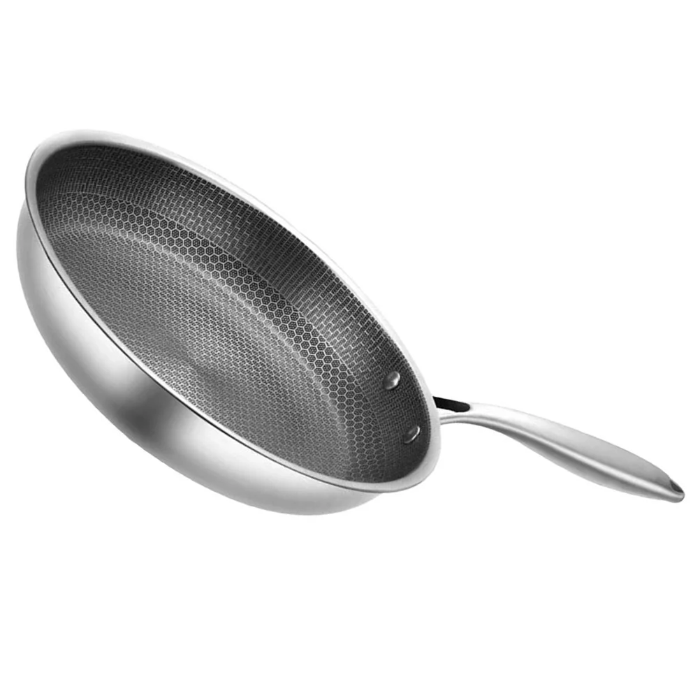 

Non Stick Pot Stainless Steel Wok Honeycomb Frying Pans Fried Egg Mix for Eggs Breakfast Skillet