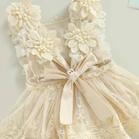 Infant Baby Girl Summer Romper Floral Lace Embroidery Romper Dress Straps Sleeveless Sweet Triangle-Bottom Jumpsuit And Headband 4