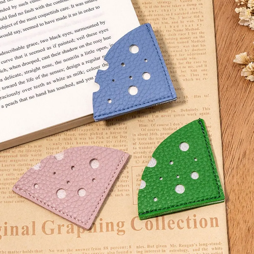 

PU Leather Leather Bookmark Multi-color Cheese Shape Corner Protector Book Accessories Handmade Corner Page Book Marks