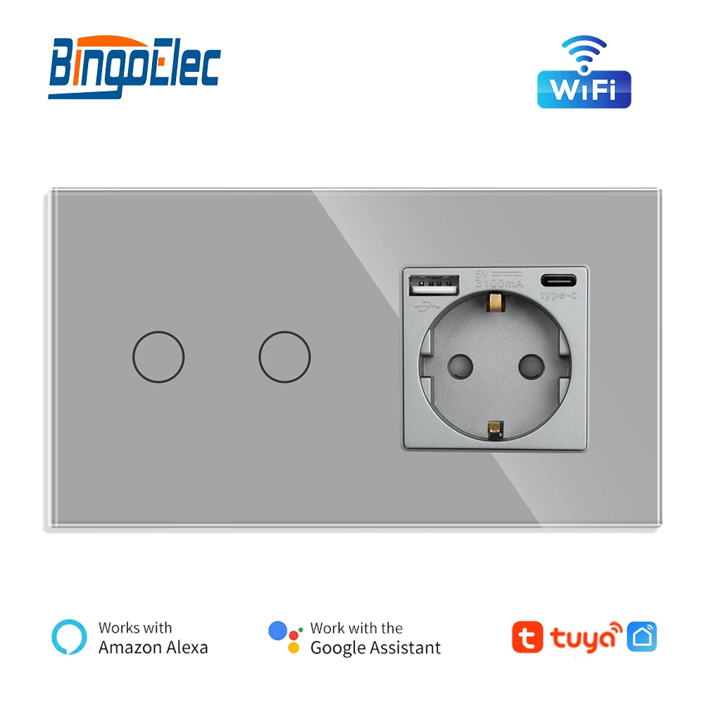 Interrupteur Intelligent Tactile WiFi 3 Voies TUYA - Compatible Alexa/Google, IP65, 240V, Pour LED