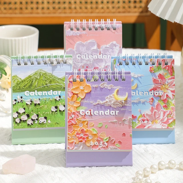 Acheter Mini calendrier de bureau, petit calendrier Floral de Style  européen rétro 2024, joli calendrier Portable pour étudiants/bureau,  accessoires