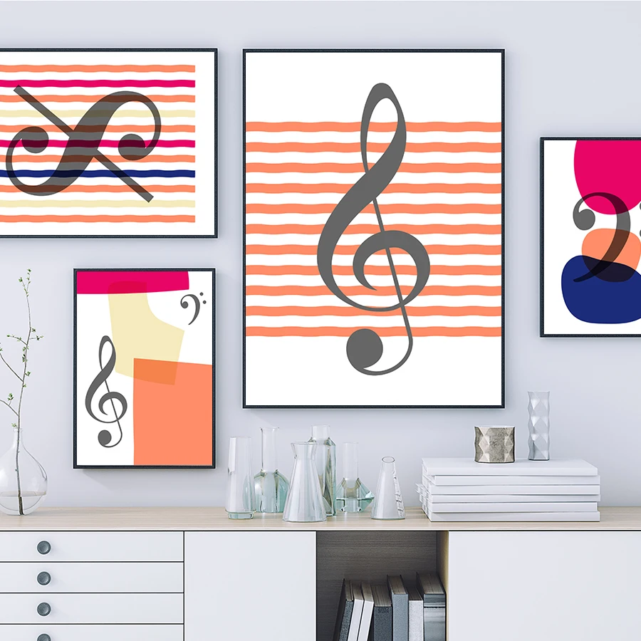 

Abstract Music Element Artwork Poster Trendy Style Wall Art Prints Canvas Painting Contemporary Interior Living Room Decor