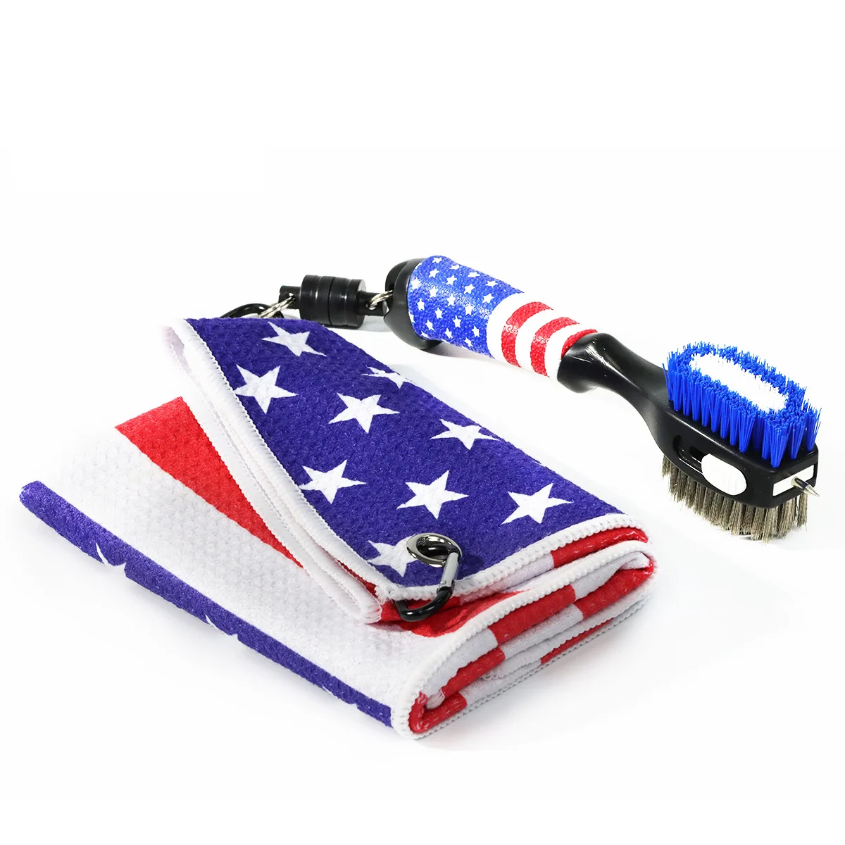 Golf Towel Club Brush And Fine Fiber Sports Towel Good Water Absorption Magnetic Button Cleaning Brush