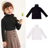 1-6years Girls Solid Black White High Neck T-Shirt Tops Girls Blouses Long Sleeve Casual Loose Fit Knitwear T-Shirts For Girls 1