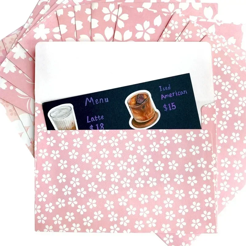 10pcs per pack Pink cherry blossom envelope paper cute Floral flower handmade fold DIY write letter 17.5cm*12.5cm