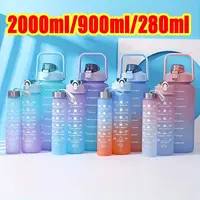 1/3PCS Set Large Capacity Sports Water Bottle Leak Proof Colorful Plastic Cup Drinking Outdoor Travel Portable Gym Fitness Jugs 1