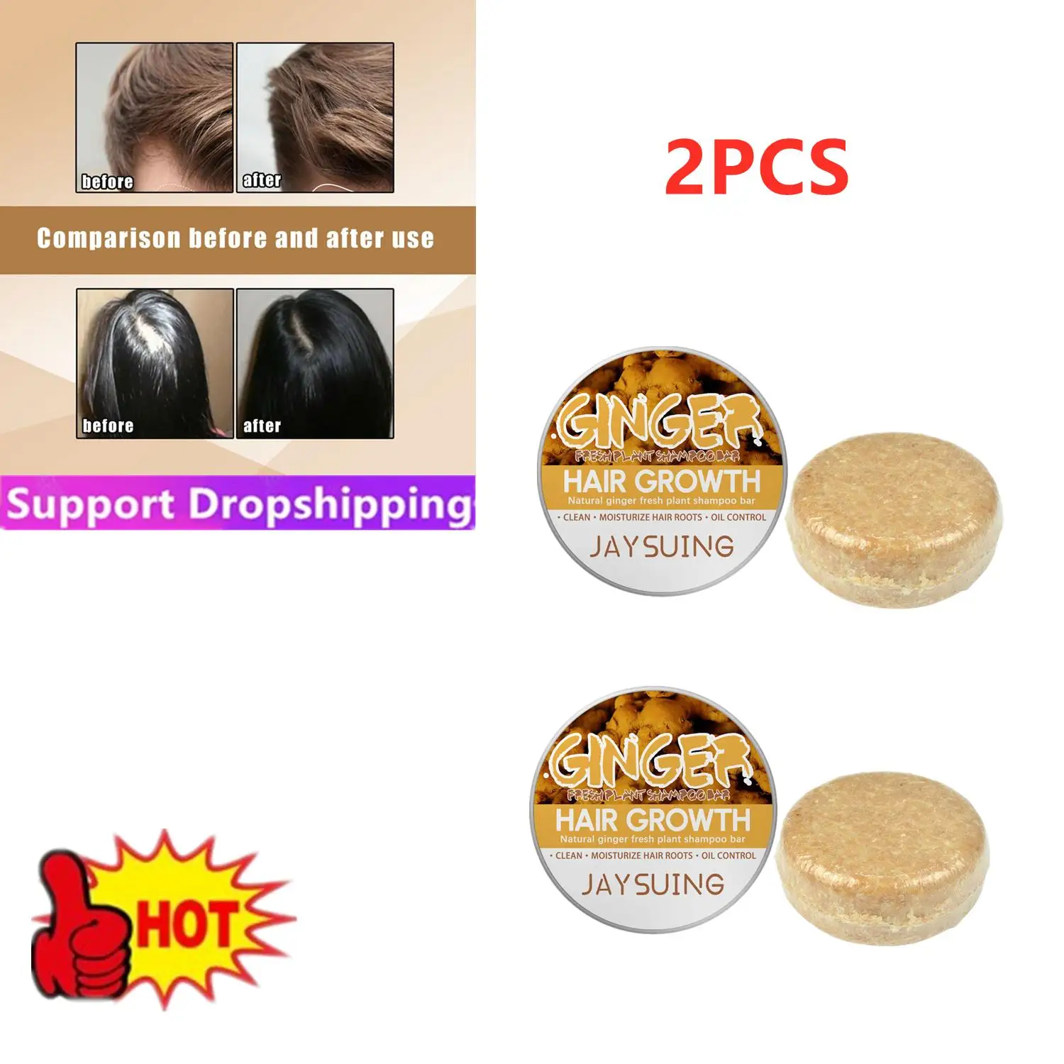 2PCS Anti Hair Loss Ginger Shampoo Thick Moisturizing Shampoo Bar Hair Scalp Massage Conditioning Shampoo Bar 2pcs organica 100ml natural hair puirfying shampoo 100ml organic hydrolyzed keratin shape booster treatment hair straightening