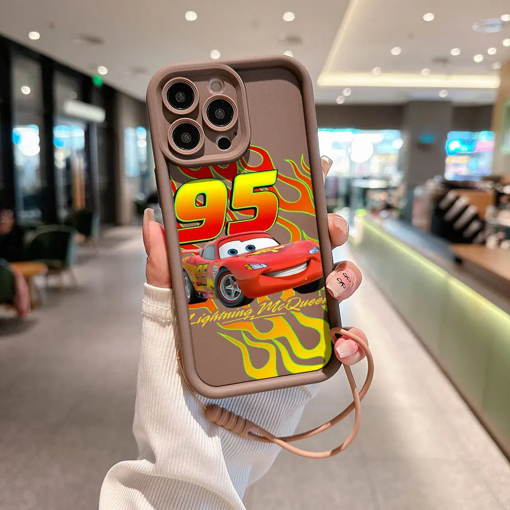 thumbnail image 1 of Cars Lightning McQueen 95, funda de teléfono para IPhone 15, 14, 13, 12, 11 Pro Max, Mini, XR, XS, X, 7, 8 Plus, TPU suave con correa de mano, 1 of 5