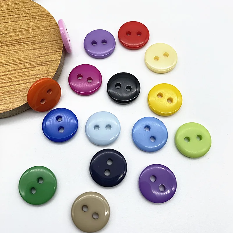 New 50pcs 11.5mm Colours Double Eye Bread Button Round Resin Sewing Buttons Diy Scrapbooking Multicolour