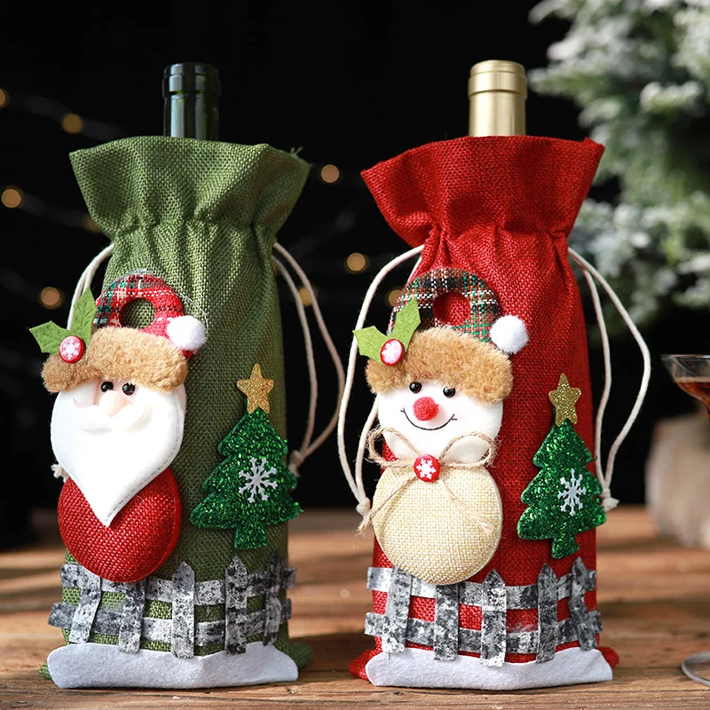 

Christmas Decoration For Home Christmas Wine Bottle Bags Cover Gift Champagne Holders Xmas Home Party Table Decor Navidad