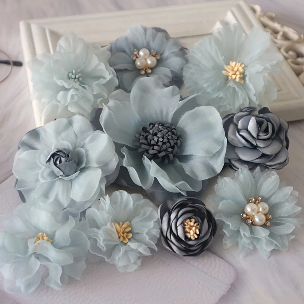 Mix Fabric Flowers Simulation Flower Head Decoration Flowers For DIY Accessories 10Pcs/Set fabric flowers