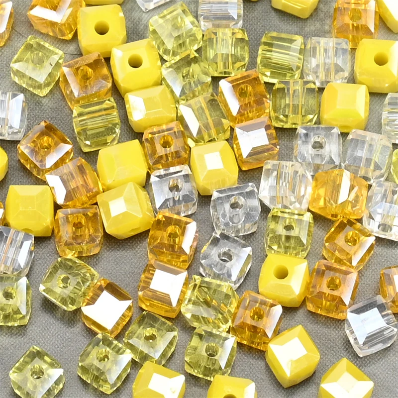 4/6 mm gemischte grüne facettierte quadratische Glasperlen, lose Abstandshalter, Kristallwürfelperlen für Schmuckherstellung, DIY-Halskette, Armband, Zubehör – Detail 4