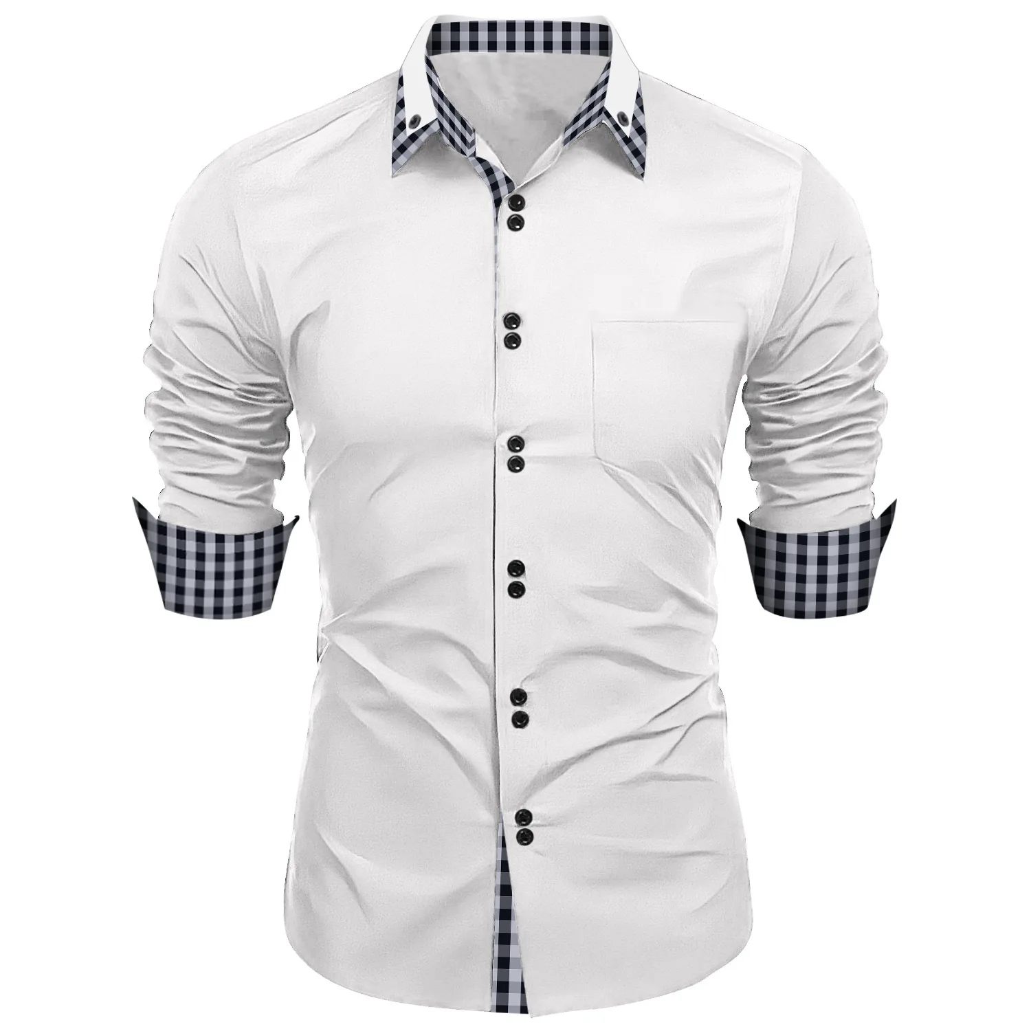 

Men's Fashion Classic Solid Color Shirt Casual Slim Long-Sleeved Shirt