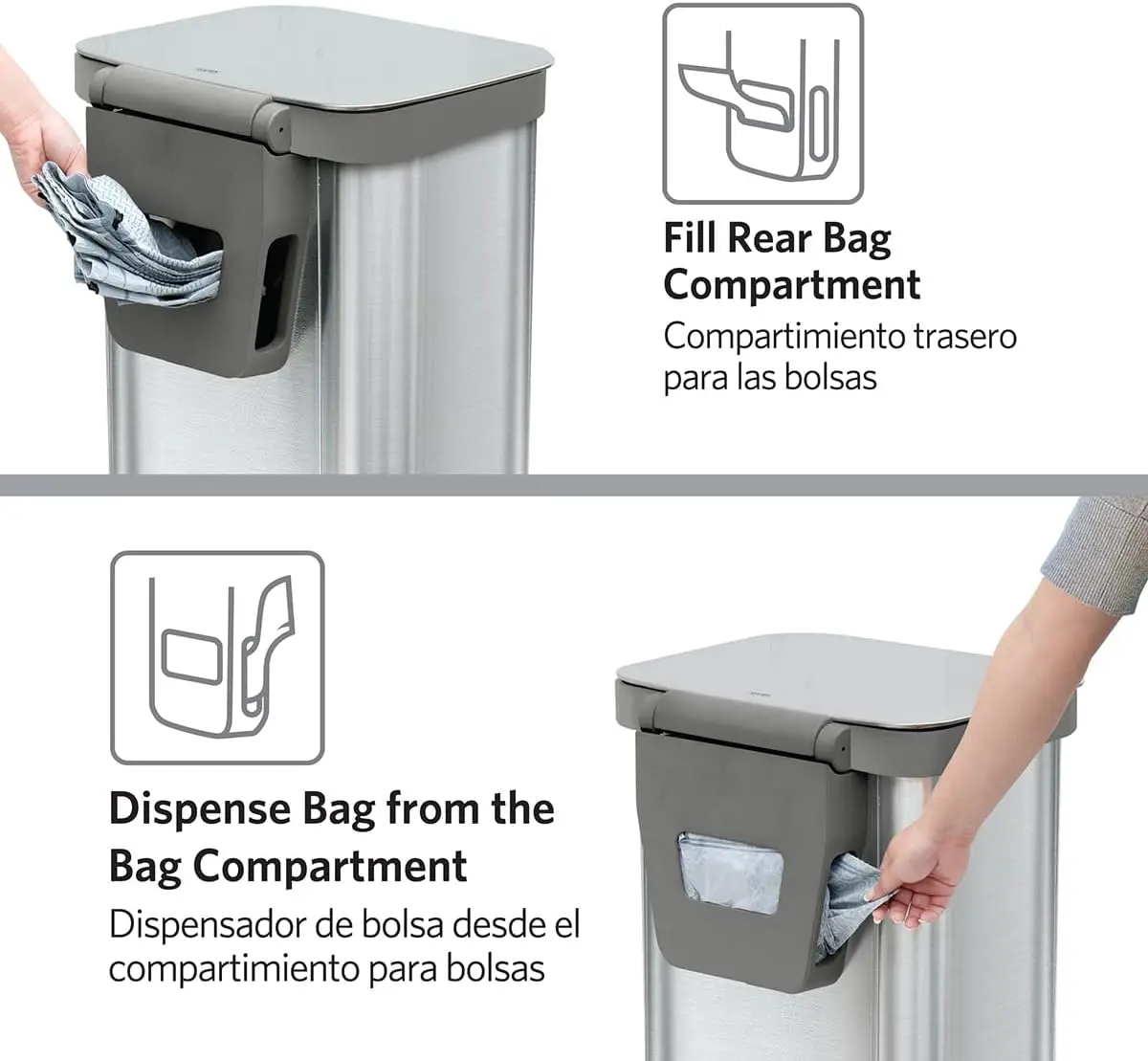 Stainless Steel Step Trash Can, Series 2 with Clorox Protection Large Metal Kitchen Garbage Bin with Soft Close Lid, Foot Pedal