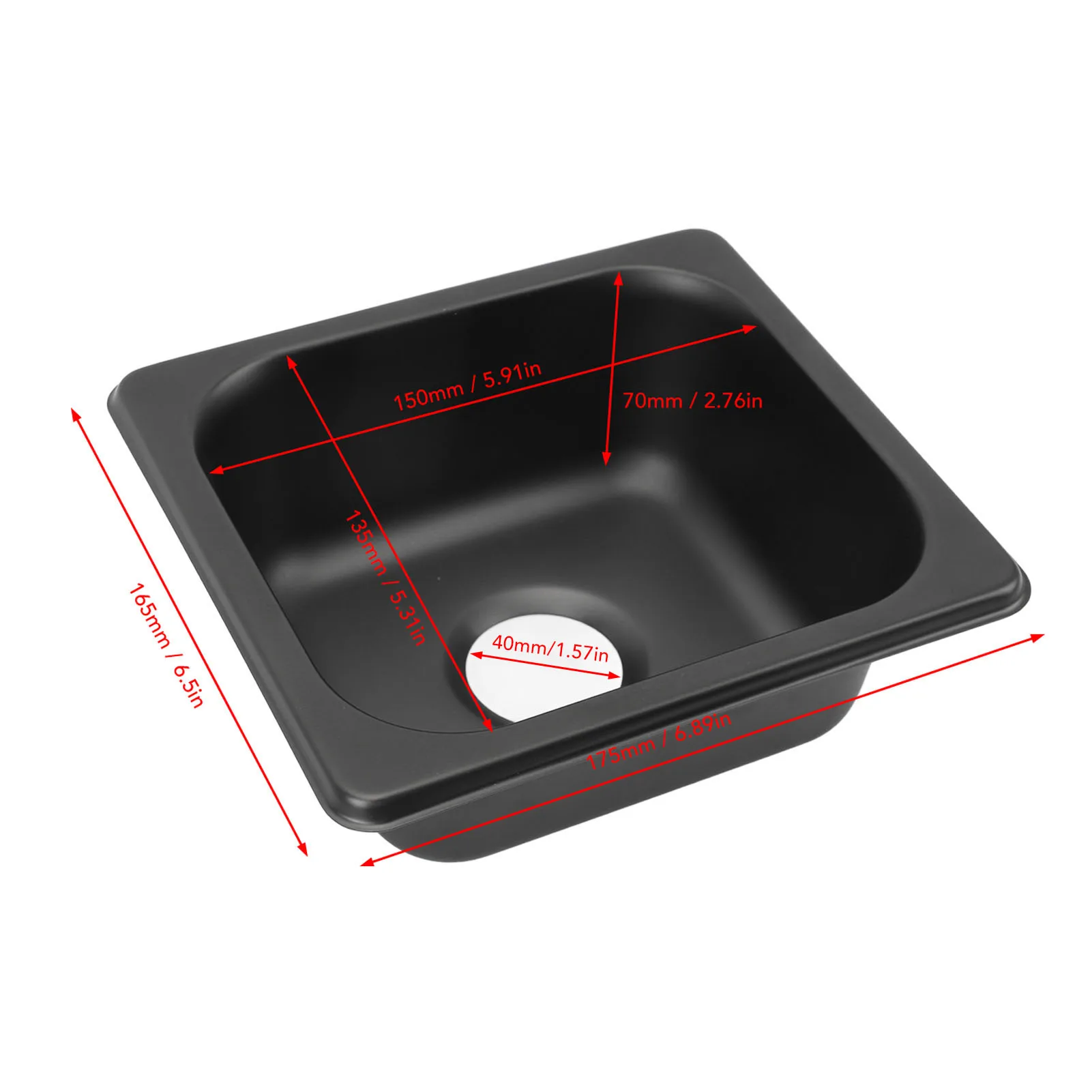RV Sink 175 X 160 X 70mm 304 Stainless Steel Black Electroplated Drop in Bar Sink For Boat Caravan RV Camper RV Sink