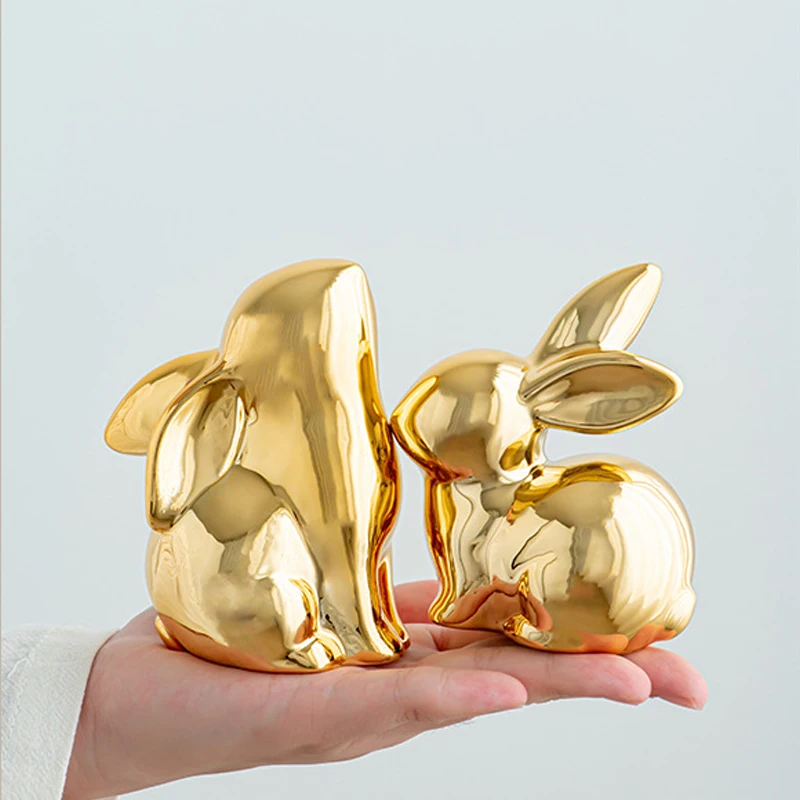 Ceramic rabbit ornament living room decor miniature item office decoration accessories home garden figurine bedroom decorations