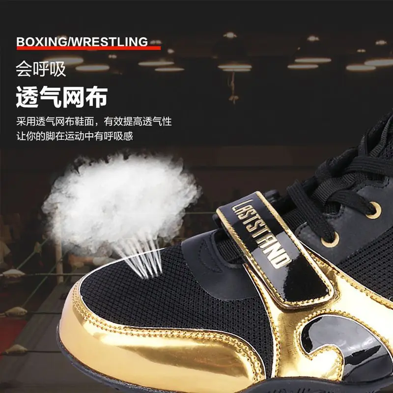 High-top Professional Boxing Shoes Men's Free Fighting Sports Shoes Lightweight Wear-resistant Comfortable Wrestling