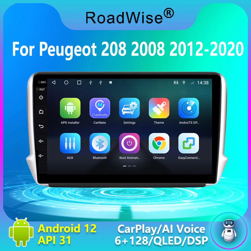 

2 Din Android Car Radio Multimedia Carplay For Peugeot 208 2008 2009- 2015 2016 2017 2018 2019 2020 4G Wifi GPS DVD BT Autoradio
