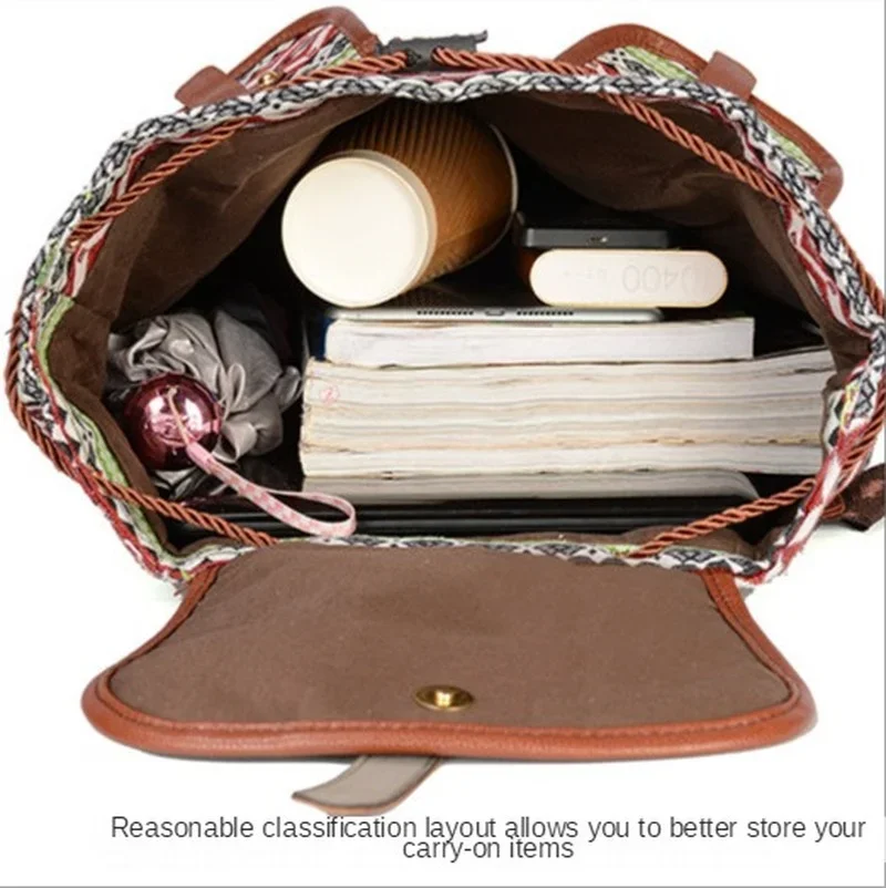 2025 New Fashion Design Women Cloth Bags Vintage Backpack Ethnic Knitted Backpacks Suitable Outdoor Travel Ladies Backpack