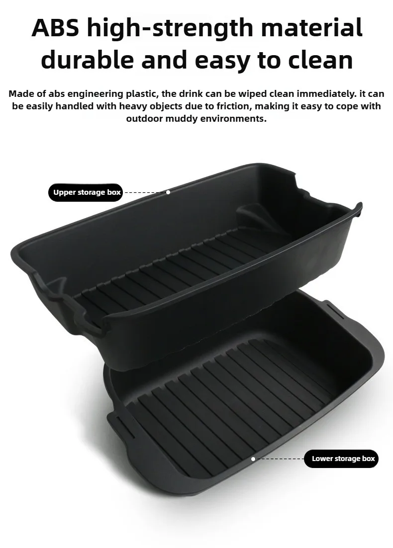 Für Neue Tesla Modell Y Juniper 2025 Starten Organizer Box Hinten Stamm Doppel-deck Lagerung Box Vorne Fracht Staubdicht Gepäck tablett – Detail 4