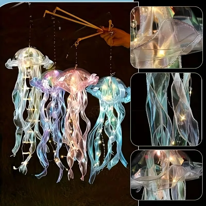 바다 테마 RGB 해파리 램프 색상 변화 야간 조명 마법 같은 천장 장식 침실 거실 조명