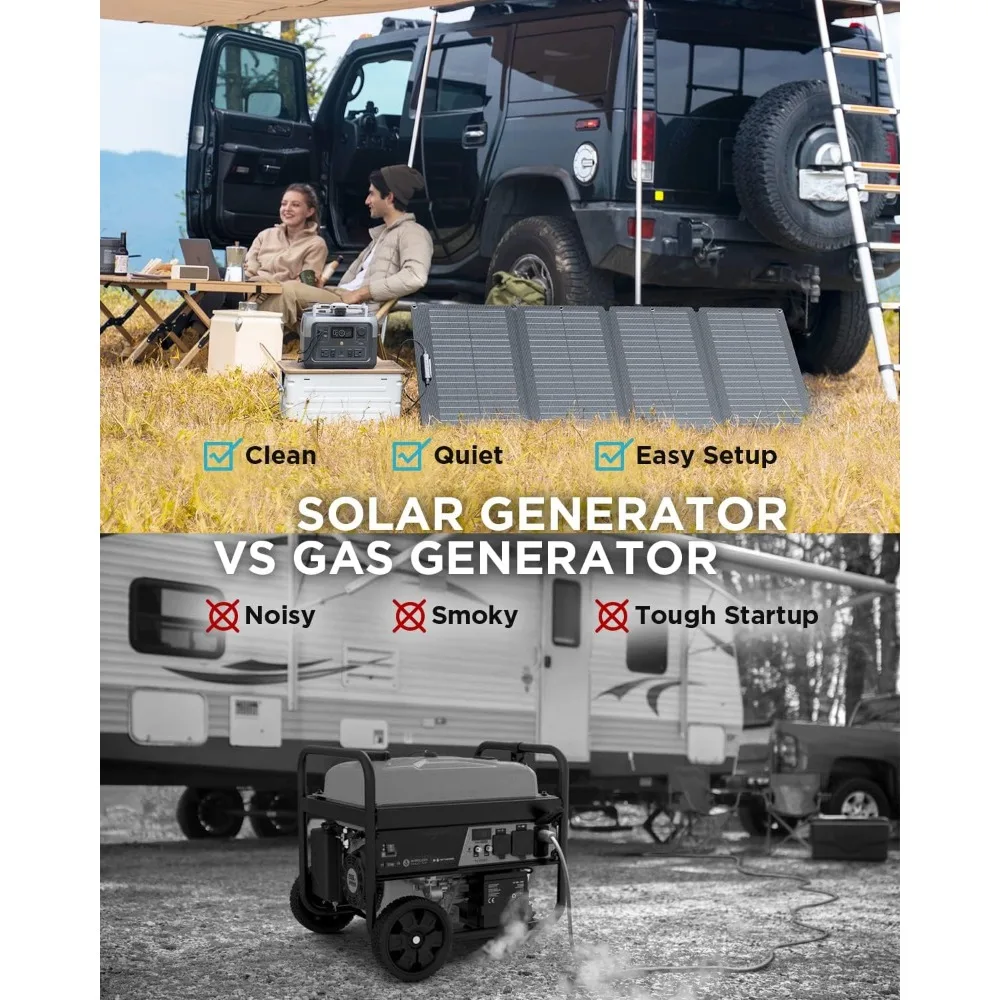 LiFePO4 Portable Power Station, 160W Solar Panels, An Output Power of Up to 1000W Using A Solar Generator, 512Wh Long Life 5