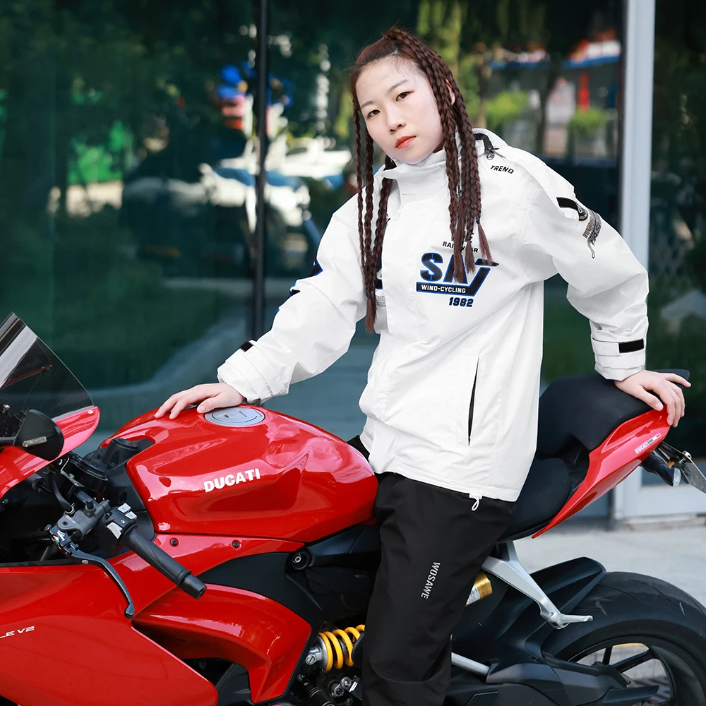 Motorcycle Raincoat WOSAWE Waterproof Reflective Motorcyclist Raincoats Biker Rain Suits For Men Women