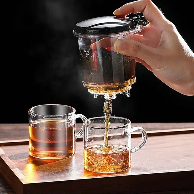 Teapot Thickened Glass Heated Resistant Flower Tea Kettle One-button Filtering Tea Separation Coffee Teapot Office Home Tools 3