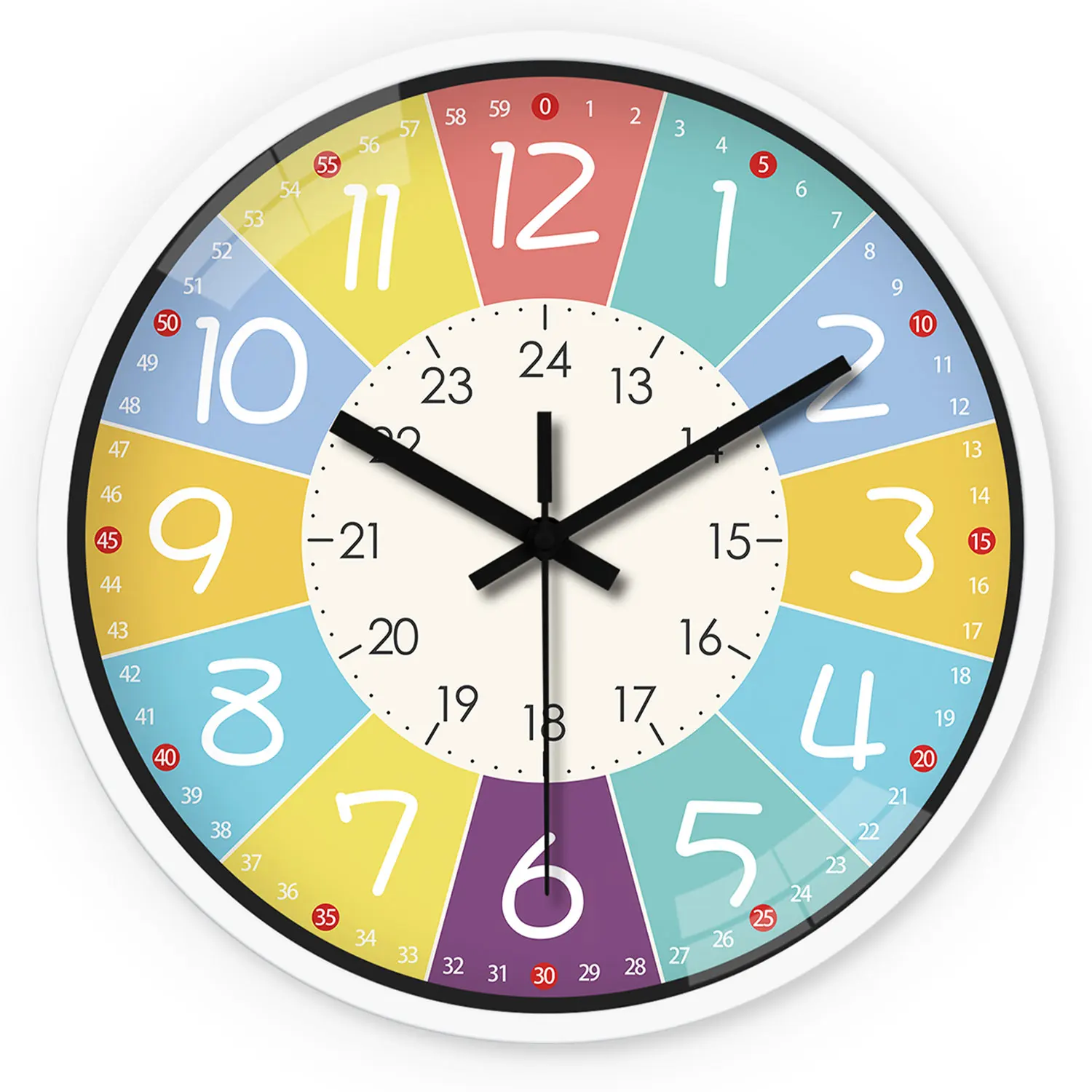 שעון קיר עגול בגודל 8 אינץ 'עיצוב מודרני, שקט, לחדר הילדים, לחדר השינה ולשעוני למידה, אביזרי קישוט