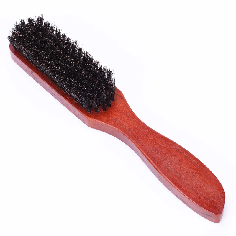 Barber Solid Wood Boar Shaving Brush Beard Massage Black Boar Bristle Hair Brush Curved Wooden Men Beard Mustache Brushes