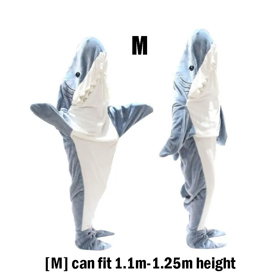 Cozy Cartoon Shark Blanket Hoodie - Flannel Hooded Onesie