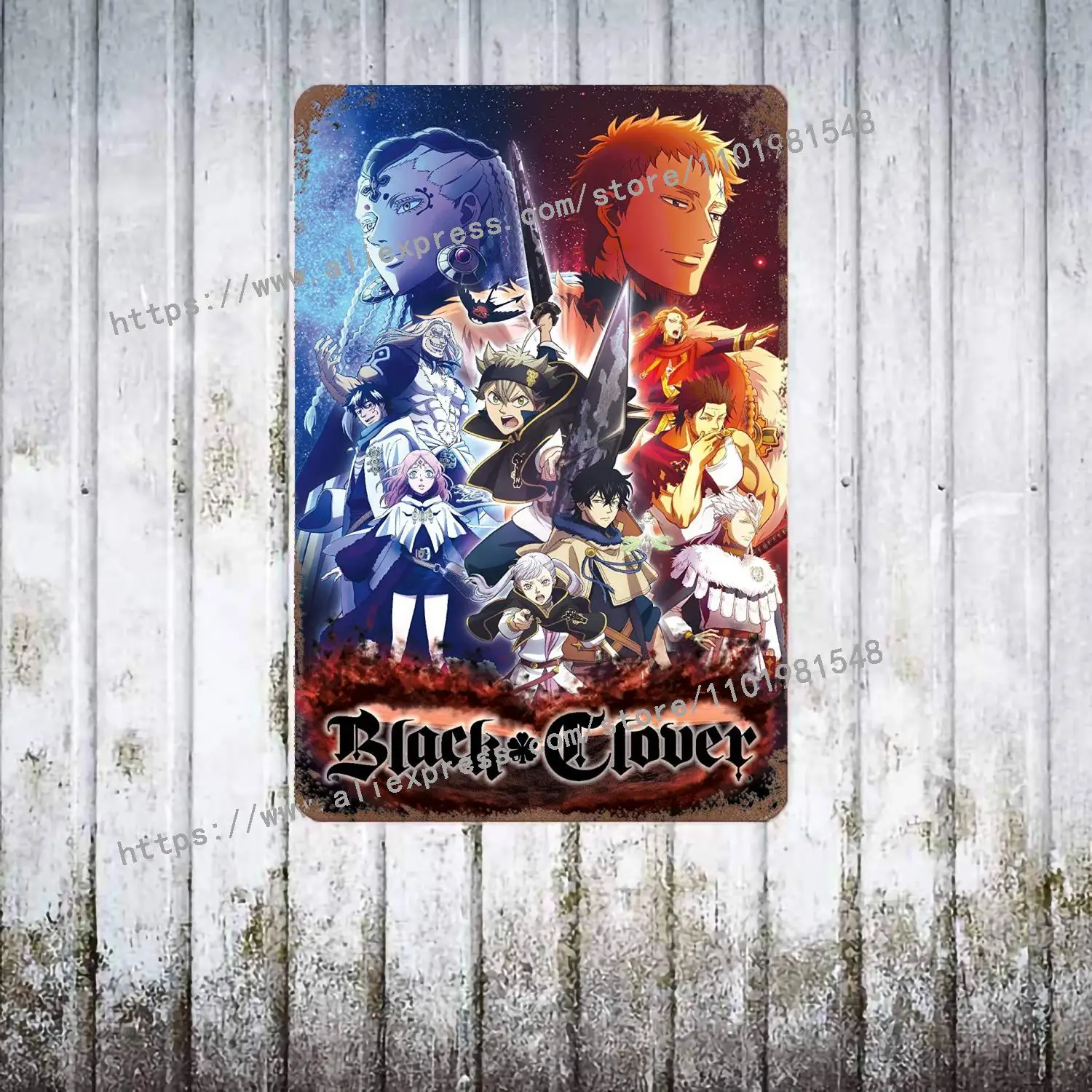 Black Clover - Anime metal Decor Poster Vintage Tin Sign Metal