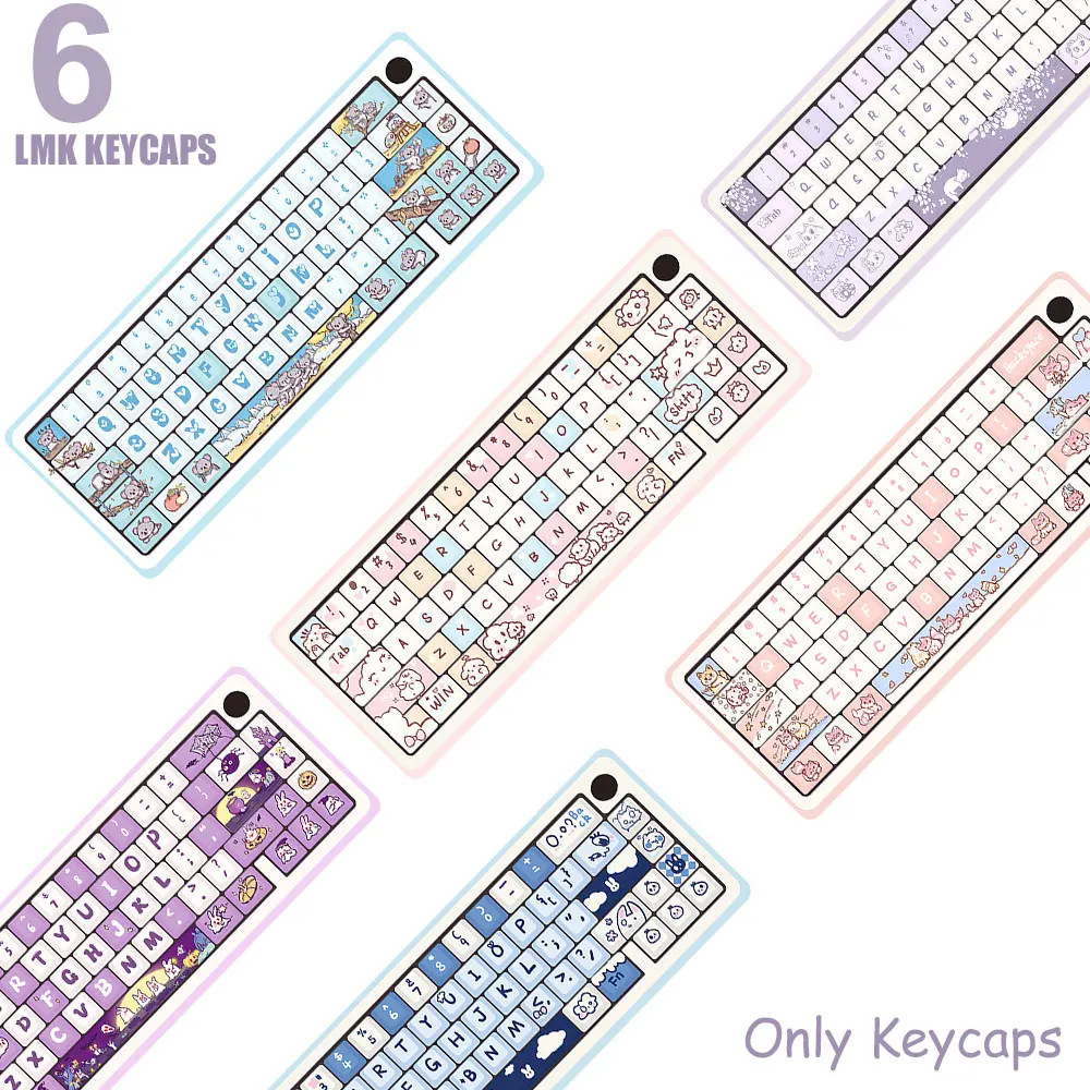 

74 Keys MDA Keycaps Cute Rabbit Cat's Keycap theme PBT five-sided heat sublimation For MX Switch Fit 61/64/68/74/ Keyboard 키 캡