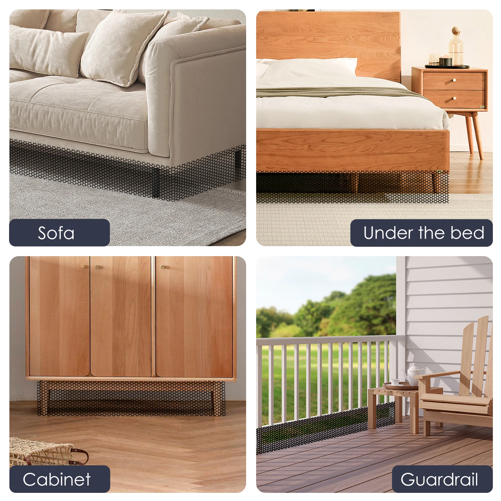 Plastic Fence Net Indoor Pet Protective Net with Ties and Gloves Cuttable Couch Toy Blocker for Home Bedroom Balcony 500x30cm