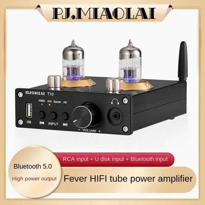 T10 Multi-Function Bluetooth 5.0 Electronic Tube HiFi Household Power Amplifier U Disk Lossless Decoding Fever Headphone Amplifi