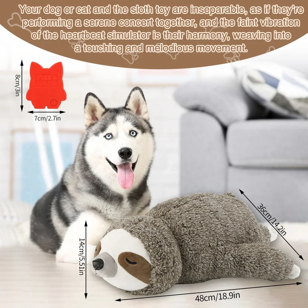 Dog Christmas Gift Forest Sloth Puppy Heartbeat Toy for Stress Relief and Soothing, Sleep Aid Crate Training Puppy Toys 3