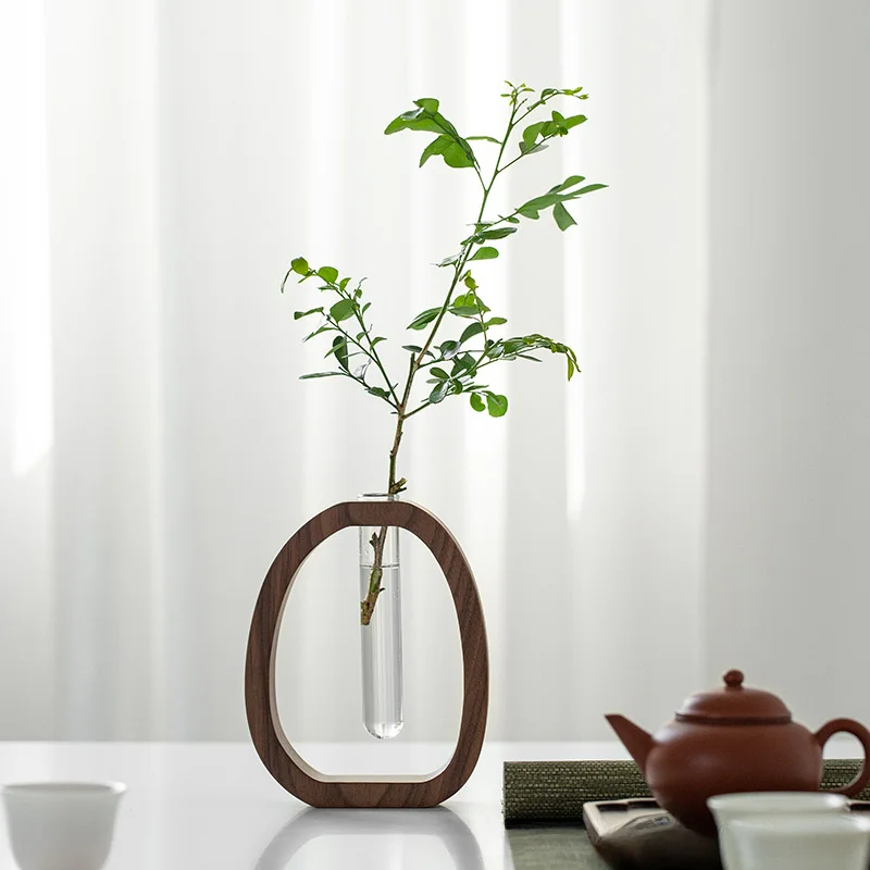 Mini Wood Glass Flower Vase