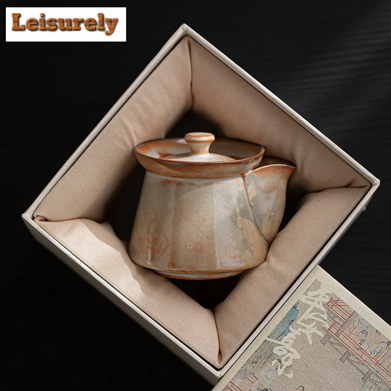 Zhiye Wood-fired Porcelain Handheld Teapot Aesthetic Tea Infuser Pot Tea Brewing Kettle With Strainer Teaset Supplies Ornaments