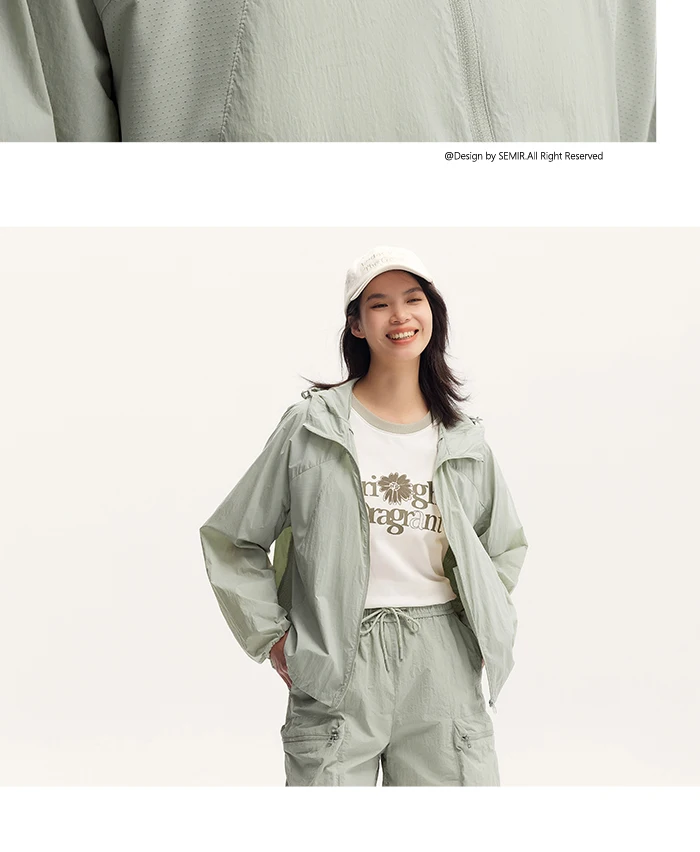 Jacket Women Splicing Mesh Hooded Jacket Loose Summer New Texture Cooling Sunscreen Clothes Hundred