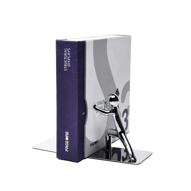 

Desktop Bookends Organizer Stationery Shelf Bookshelf Golden Creative Office Boy Book Holder Stand 2PCS Accessories