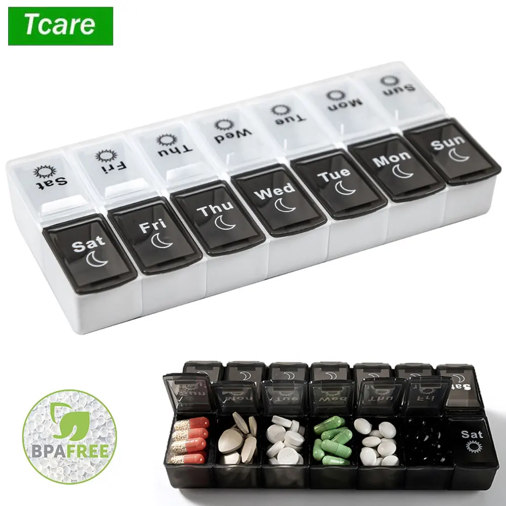 Compact 14-Slot Weekly Travel Pill Organizer